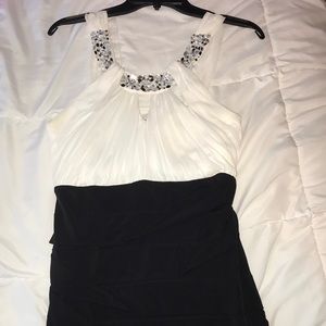 black & white semi formal body con dress